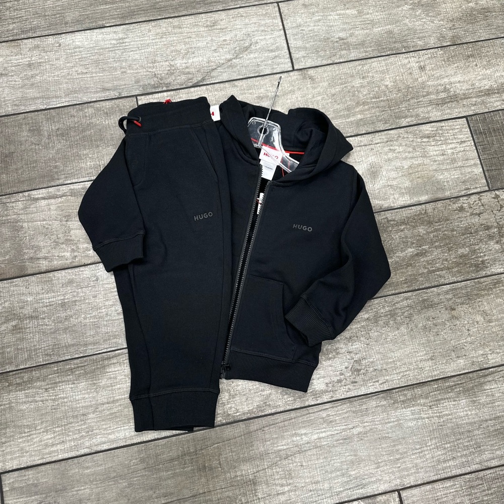 100% Authentic Hugo Black Hoodie and Joggers Set Kids - 2 Piece NWT